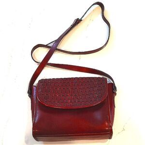 Woven Brown Leather Crossbody Shoulder Bag